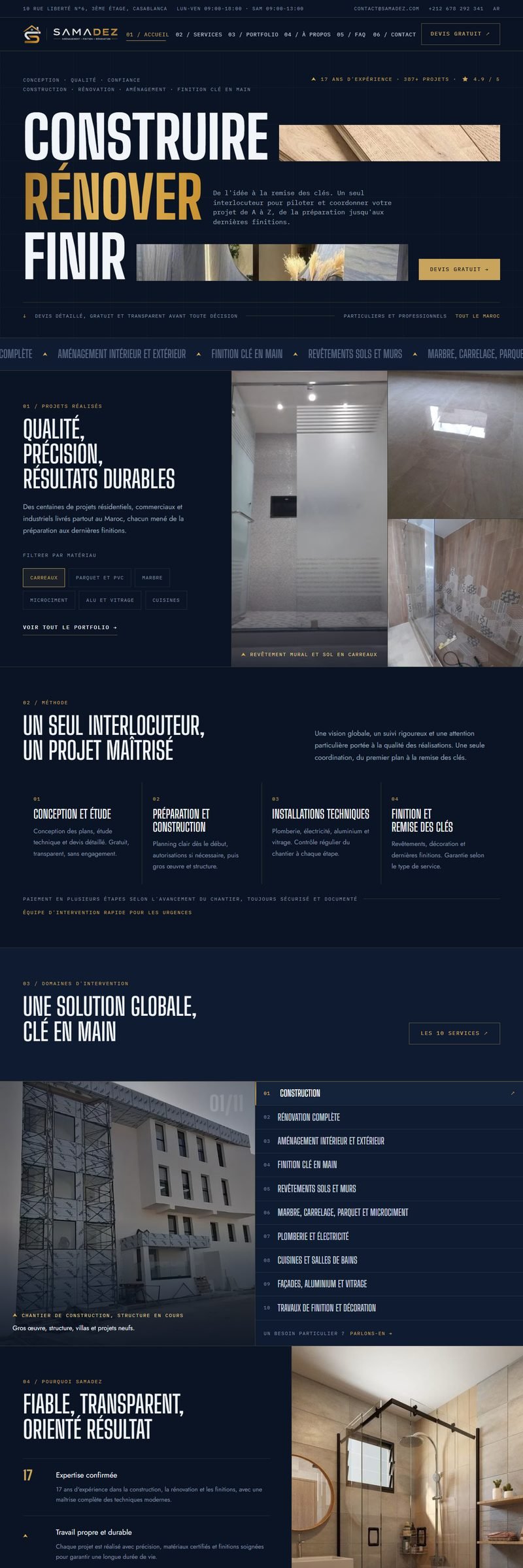 Site web réalisé pour Samadez, Construction haut de gamme